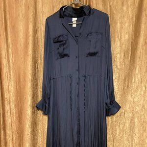 H&M Navy Blue Silk Satin Dress